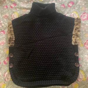 Aspen Kids Poncho with Faux Fur